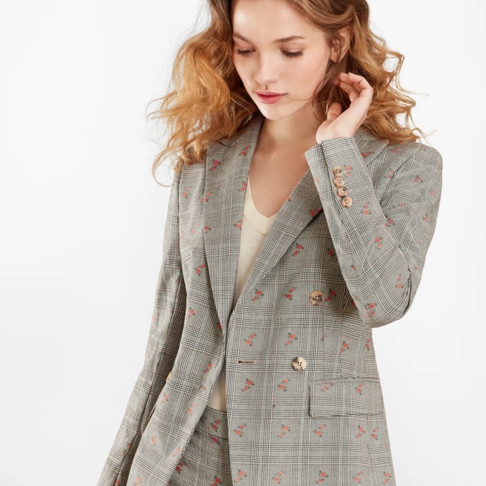 Brooks Brothers Floral Glen Plaid Double Breasted Blazer 2P - Picture 3 of 8
